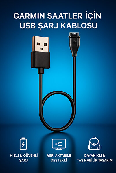 Coverzone USB Şarj Kablosu - Garmin Active, Epix, Fenix, Forerunner, Instinct...