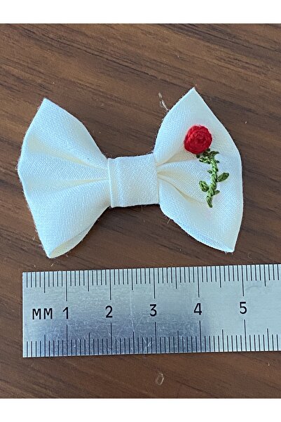 EGOMİ Red Rose Embroidered Hairless Baby Hair Clip (1 Piece)