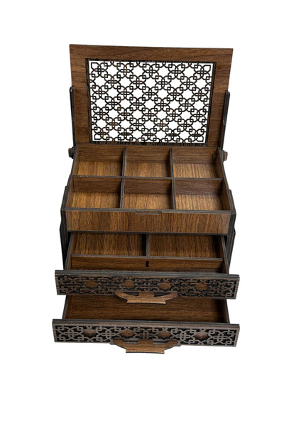 Genel Markalar Dekoratif 3 Çekmeceli Takı Bijuteri Mücevher Kutusu Organizer Düzenleyici Ahşap 14 X 20 X 11 Cm