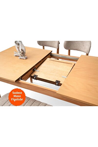 Evistro Ortadan Açılır Büyüyen Yemek Masası Beyaz-Naturel Ayaklı 90x140cm SADECE MASA FİYATIDIR