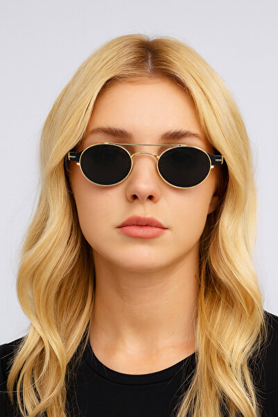 Angel Eyes Oval Design Gold Frame Black Glass Women & Men Sunglasses Db1042/S