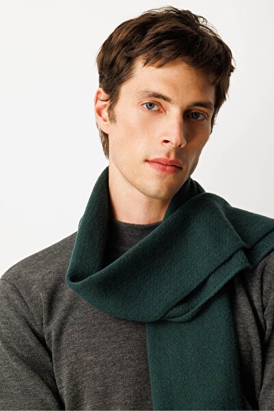 Desen Triko Ανδρικό μαλλί απλό μάλλινο κασκόλ πράσινο