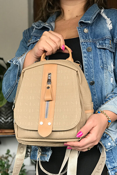 Just Polo حقيبة ظهر نسائية بحزام قابل للتعديل ومتعددة الأقسام - 4058-gd-taş