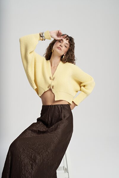 BOHEMAİ Fusta lungă din satin maro Eubah