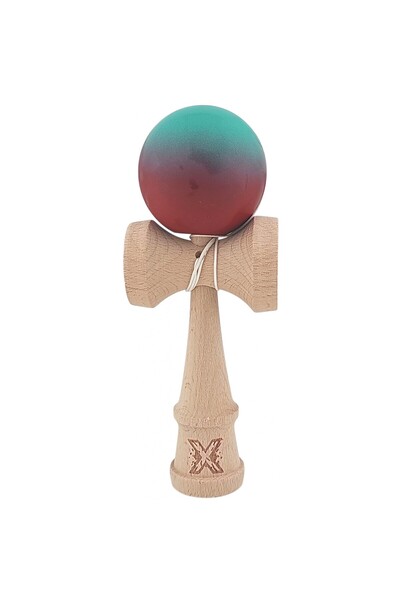 LEIBOO Kendama Originala X, lemn, 18 cm, model gradient, albastru / portocaliu