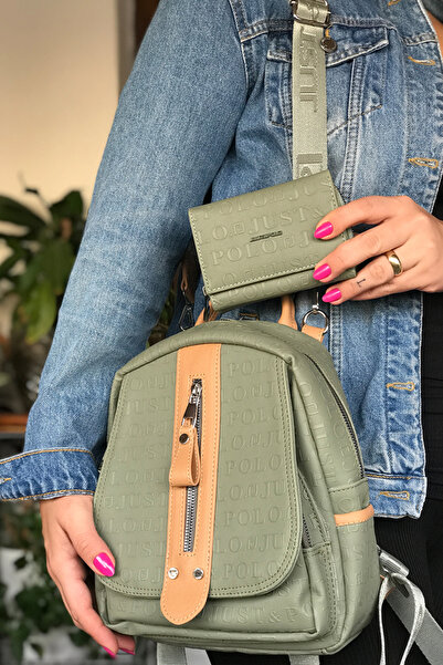 Just Polo حقيبة ظهر نسائية مبطنة متعددة الأقسام مع حزام قابل للتعديل 4058-GD