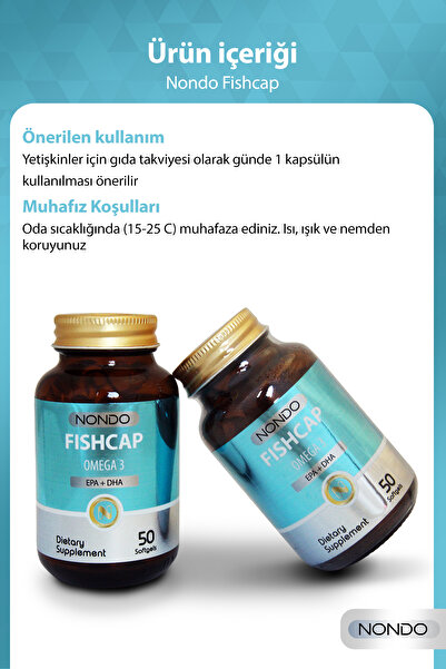 Nondo Fishcap Balık Yağı Omega 3 Epa Dha 1000 Mg 50 Yumuşak Jelatin Softgel Kapsül