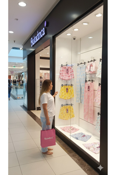 BUKADINCA Papatya Kalp desenli Açık Mavi Milan kumaş Pijama Tek Alt -BK1000022