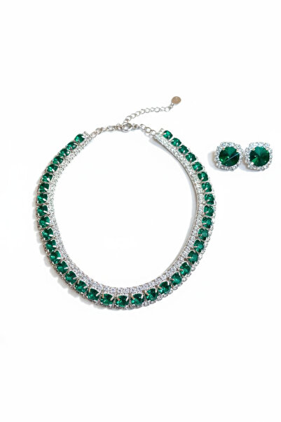 maia Zarif Yeşil Kolye Küpe Set