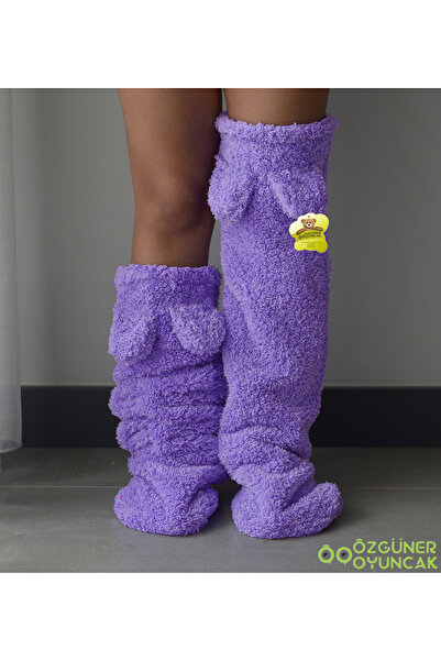 Özgüner Oyuncak Pabtex Eared Plush Socks Welsoft over the Knee Room Socks Winter Sleeping Socks Foot Warmer Long Socks