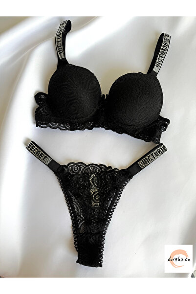 dorsha Dámská sada podprsenky a tanga s poloviční podporou z kamínků