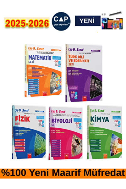 Çap Yayınları 9.Sınıf Matematik-Edb-Fizik-Kimya-Biyoloji %100 Yeni Müfredat Konu Anlatımlı Fasikül(5Kitap)