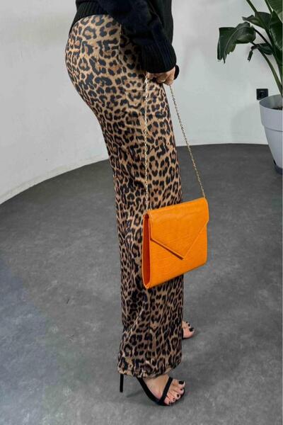GNG Basic Palazzo Şardonlu Leopar Pantolon
