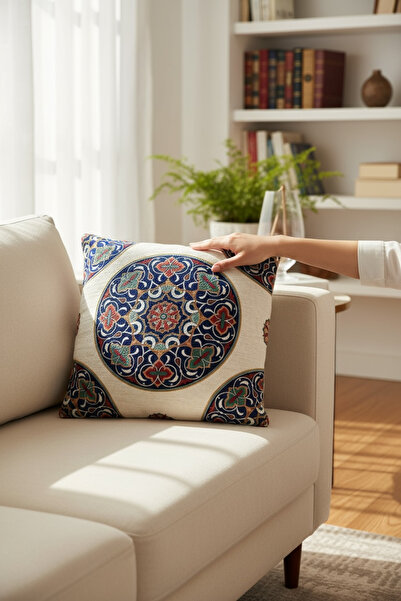 Chintar Jacquard Tapestry Panel Woven Green Mandala Decorative Throw Pillow /...