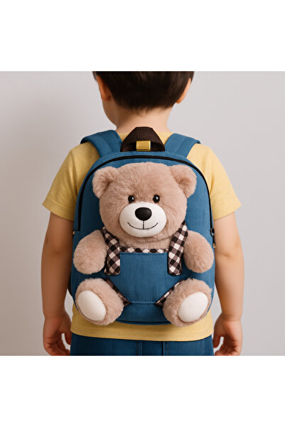 Lapiri Peluş Ayıcık Figürlü Çocuk Sırt Çantası - Sevimli Okul & Ana Okul & Günlük Çanta