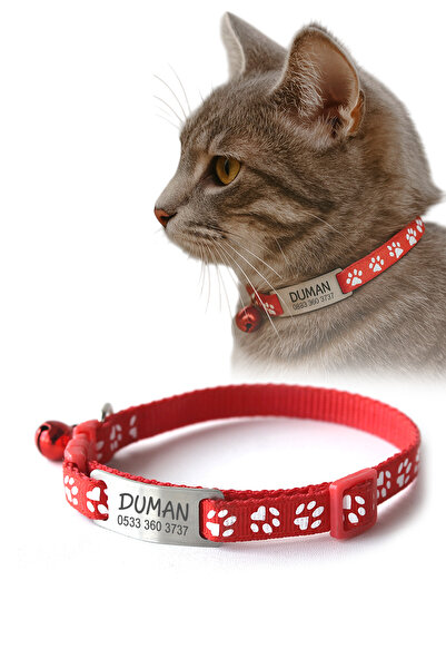 dekoliva Sallanmayan Kedi Tasması Metal Isimlikli Telefon Numarası Yazılı