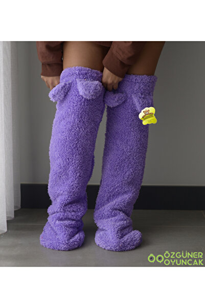 Özgüner Oyuncak Pabtex Eared Plush Socks Welsoft over the Knee Room Socks Winter Sleeping Socks Foot Warmer Long Socks