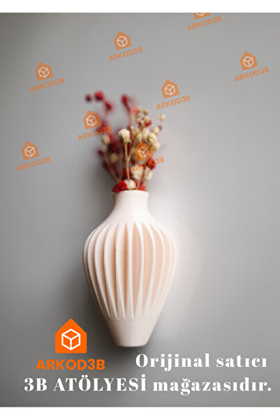 3B tasarım Krem Tombik Vazo Magnetli Dekorasyon Ürünleri Buzdolabı Süsü 1 Ade...