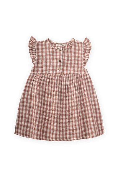 Cigit Pöti Kare Desenli Elbise 1-8 Yaş A Kahve