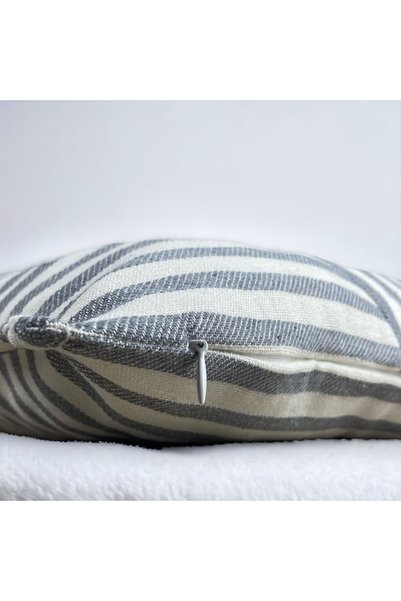Chintar Modern 2-Piece Gray Striped Cotton Decorative Pillow / Cushion Cover