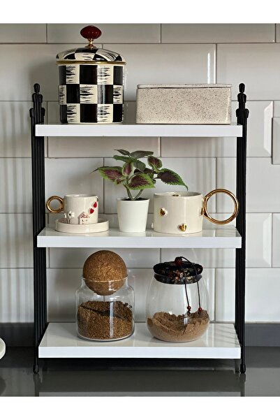 GUHEF ÜÇLÜ TEL RAF Mutfak Raf BEYAZ Tezgah Üstü Raf Kahve Köşesi Raf Banyo Raf Baharatlık