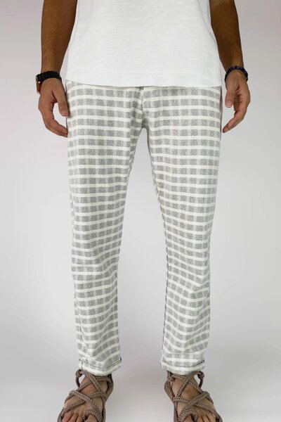 Alışveriş Sokağı Штани з картатим візерунком, 100% бавовна | STK1452-Штани