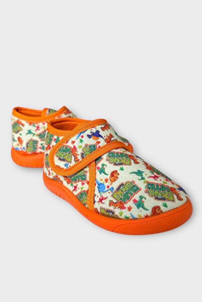 Liger Thematic Velcro Children's Slippers School Nursery Home Shoes Anti-Slip Sole BLACK - ORANGE