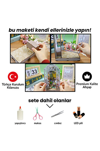 minyaturia Maket Ev Hobi Seti | Kendin Yap Minyatür Booknook| Minyatür Maket Ev | DIY Hobi Seti