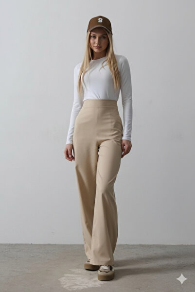 Turega Style بنطلون بالازو نصف مطاطي - جملي