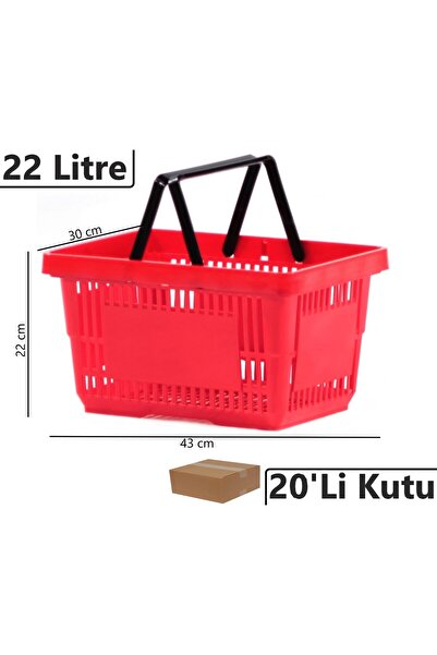 Plastik Market Alışveriş El Sepeti 22 Litre Kırmızı 20'li Koli