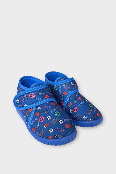 Liger Thematic Velcro Children's Slippers School Nursery Home Shoes Anti-Slip Sole NAVY BLUE - RED