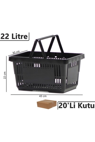 Plastik Market Alışveriş El Sepeti 22 Litre Siyah 20'li Koli