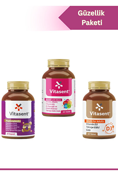 VİTASENT Beauty Package - Biotin Keratin - Magnesium Complex and D3 - Skin and Hair Care