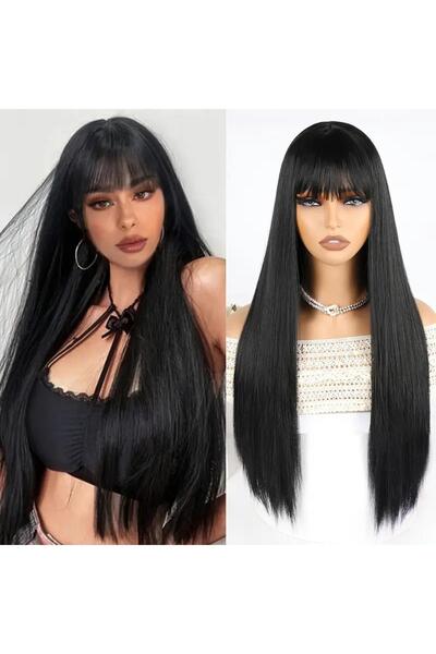 Zeysum Mega Classis Hair Siyah Yarımay Düz Saç 3 Parça Çıtçıtlı Postiş Yarıma...