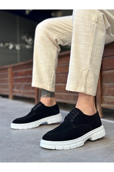 BOA BA0237 Bağcıklı Klasik Yüksek Taban Siyah Süet Casual Erkek Ayakkabı