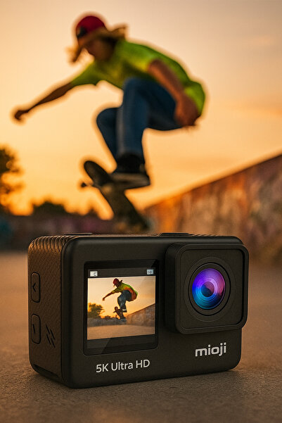 Mioji Action 12 Pro 5K 30FPS 24MP Çift Ekran 170° Aksiyon Kamerası - Kumanda ve Mikrofon Hediyeli