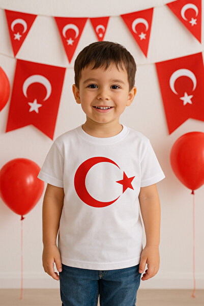 Cevval Біла футболка з друком турецького прапора