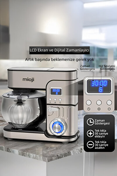 Mioji Mio MX10 6L 1500W İnox 3'ü 1 Arada Mutfak Şefi Stand Mikser + Kıyma Çekme + Hamur Yoğurma