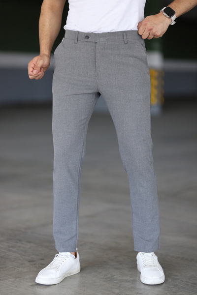 Gussi Erkek Okul Grisi Renk Kaliteli Esnek Likralı Slim Fit Kumaş Pantolon