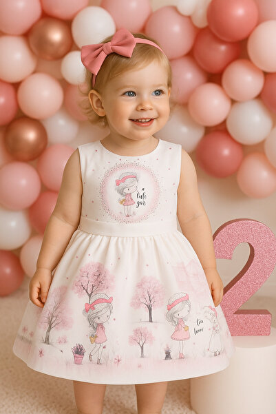 Renata's kız bebek çocuk desenli oyuncaklı içi tüllü kabarık elbise