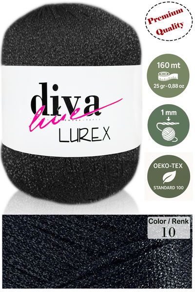 Diva İplik Diva Lurex 10 Μαύρο