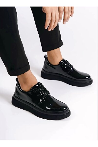 BESKAR Ανδρικά παπούτσια casual KB X3 από μαύρο λουστρίνι – Ορθοπεδική υποστήριξη