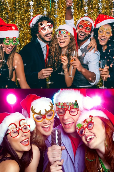 CANVELA Yılbaşı 2'li Set 1 Adet Yılbaşı Süsü Garland ve Karton Yılbaşı Gözlüğü Yeni Yıl Parti Süsleri