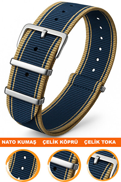 COBRA 20mm Fossil-Welder-Casio-Seiko-Omega-Armani Saat Uyumlu Nato Tekstil Ku...