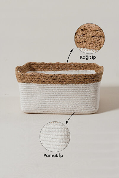 Marrien Neva Cotton and Paper String Organizer |   Ecru 14X14X6 Kitchen, Bathroom & Cabinet Organizer