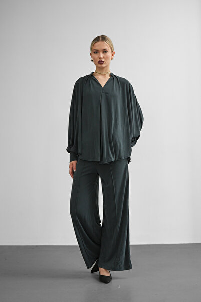 Molly Nelly Women's Comfortable Fit Batwing Sleeve Blouse Pants Set