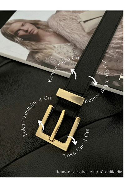 Fiori Kare Tokalı Köprülü Kadın Kemeri, Pantolon Kemeri, Ceket Kemeri, Elbise Kemeri