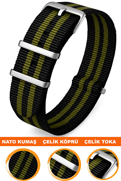 COBRA 24mm Fossil-Welder-Casio-Seiko-Omega-Armani Saat Uyumlu Nato Tekstil Ku...
