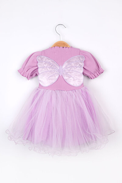 Le Mabelle Lila Karpuz Kollu Kelebek Kanatlı Kız Çocuk Elbise - Angel
