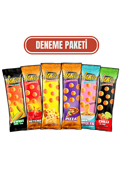 TİGAZ Mısır Cipsi 20 GR Deneme Paketi (Ketçap, Peynir, Acı & Limon , Ramen Noodle , Pizza , Süt Mısır)